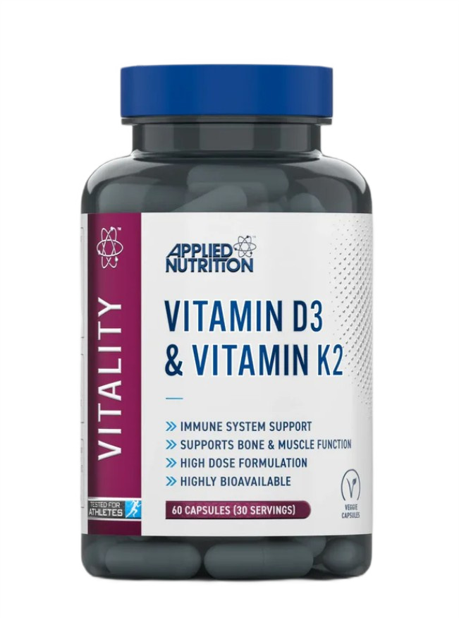 Applied Nutrition - Vitamin D3 og Vitamin K2 + 60 vegetabilske kapsler
