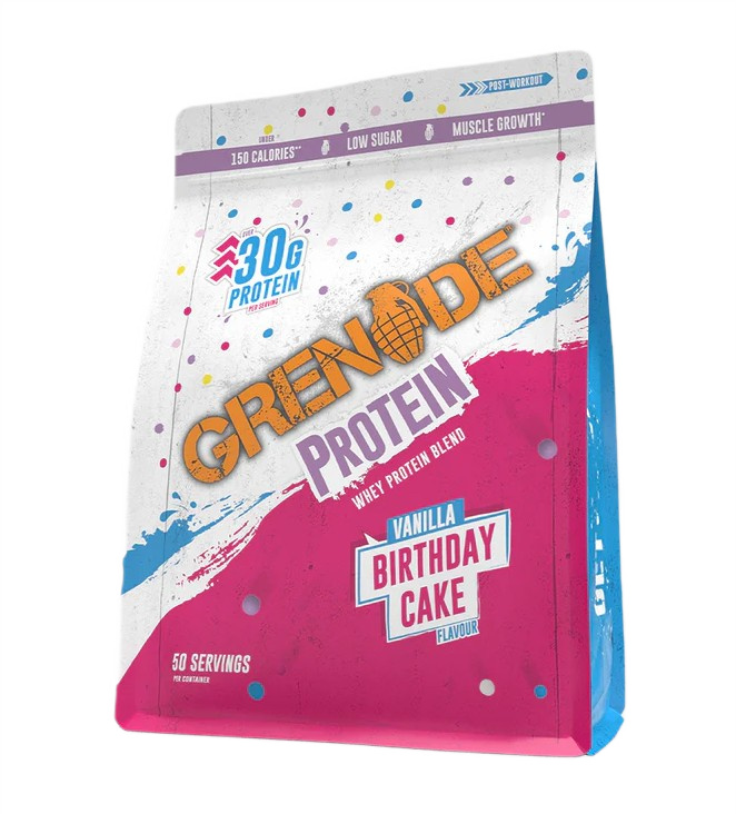 Grenade - Wheyprotein-blanding, Vanilje Fødselsdagskage + 2000g