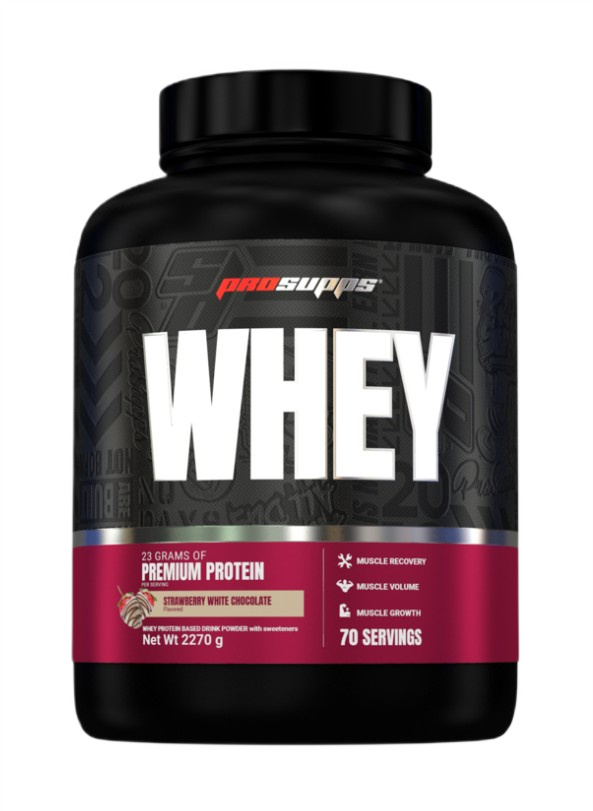 ProSupps - Wheyproteinpulver Jordbær hvid chokolade + 2270 g