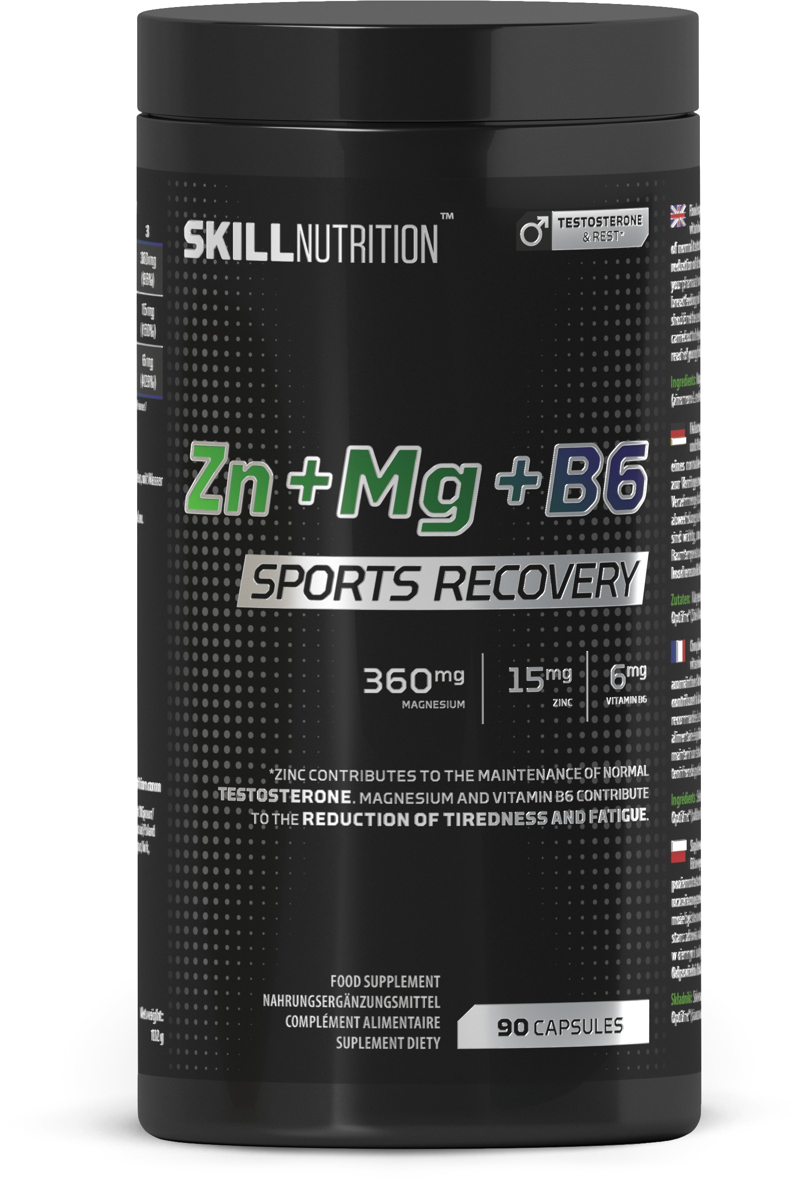 Skill Nutrition - Zn + Mg + B6, Sports Recovery + 90 kapsler