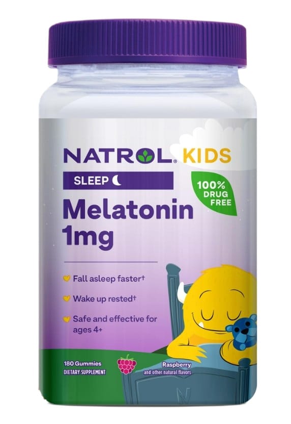 Natrol - Melatonin 1 mg hindbærsmag + 180 gummier
