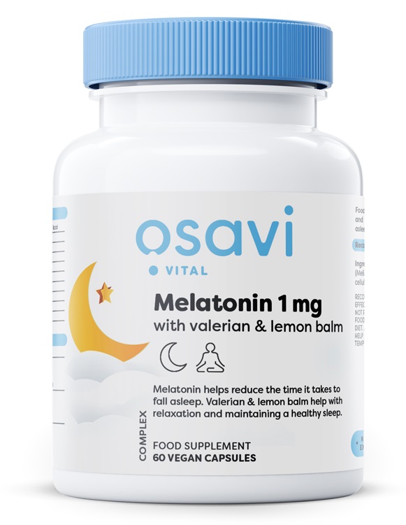 Brand - Melatonin med valerian og citronmelisse, 1 mg + 60 veganske kapsler billede