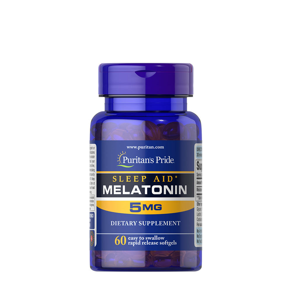 Puritan's Pride - Søvnhjælp melatonin 5 mg + 60 gelkapsler