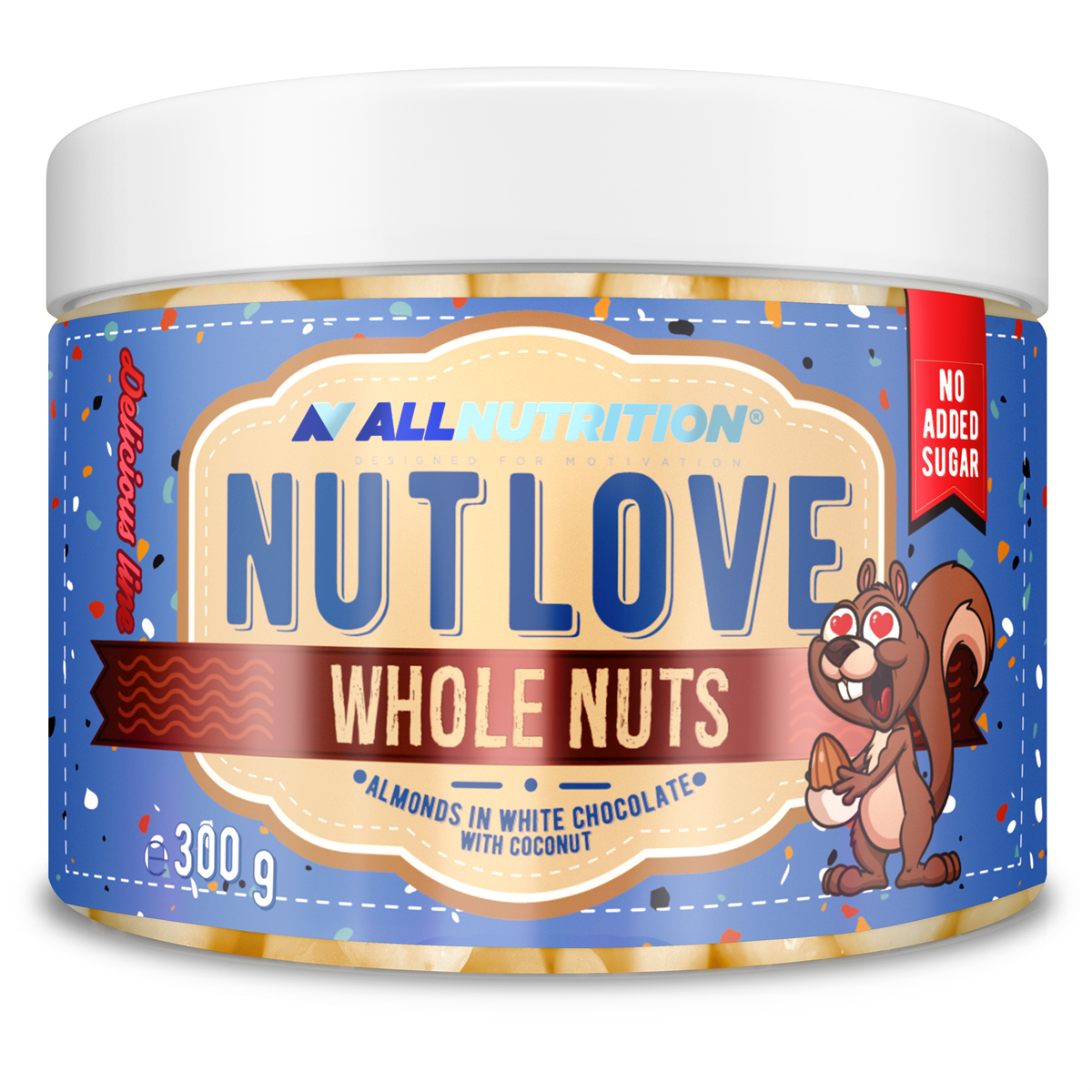 Allnutrition - Nutlove Whole Nuts Almonds in White Chocolate & Coconut 300g