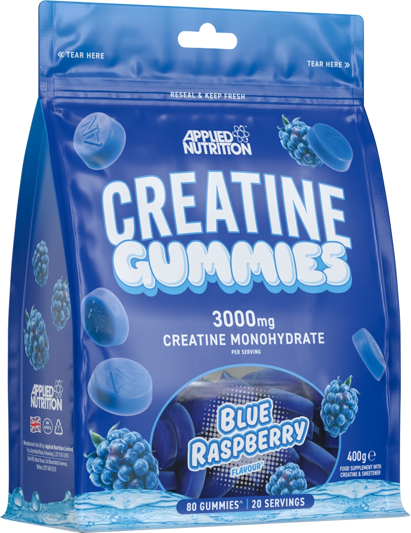 Applied Nutrition - Creatine Gummies Blå Hindbær, 80 stk
