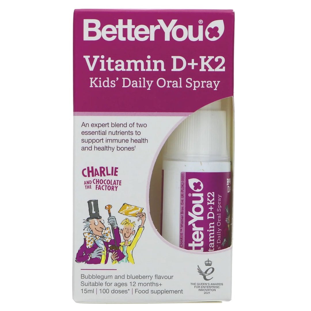 BetterYou - Vitamin D+K2 Kid's Daily Oral Spray, Bubblegum & Blueberry - 15 ml.