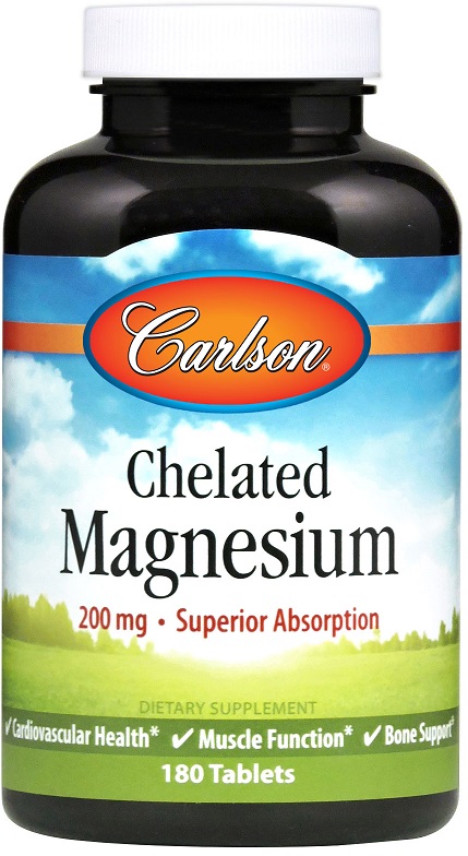 Carlson Labs - Chelated Magnesium, 200mg - 180 tablets