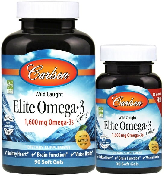 Carlson Labs - Elite Omega-3 Gems med Naturlig Citronsmag, 1600 mg - 120 softgels
