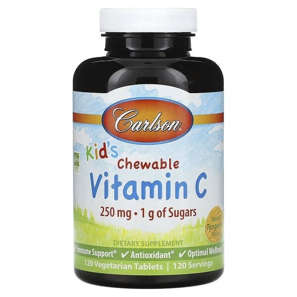 Børns tyggetabletter med C-vitamin, 250 mg naturlig mandarin - 120 vegetabilske tabletter