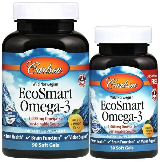 Carlson Labs - Smart Omega-3 1000 mg med naturlig citronsmag, 120 softgels