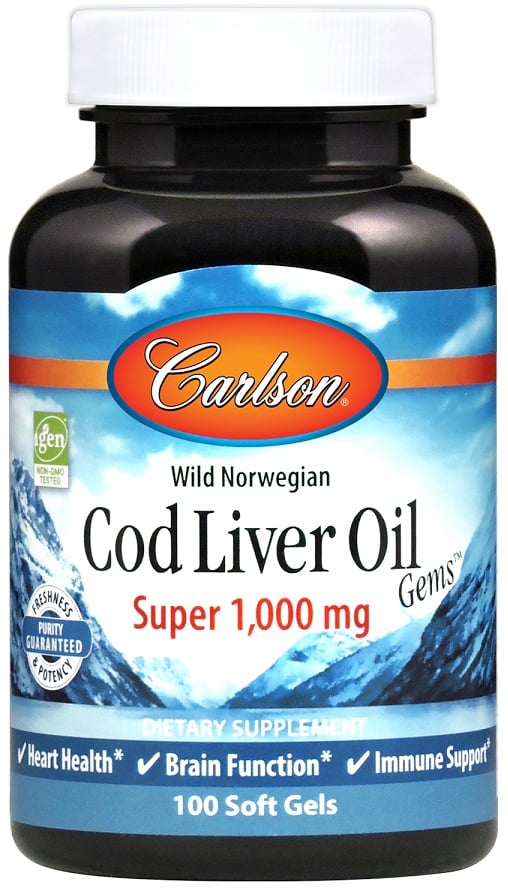 Carlson Labs - Vilde Norske Torskeleverolie Perler 1000 mg - 100 bløde kapsler