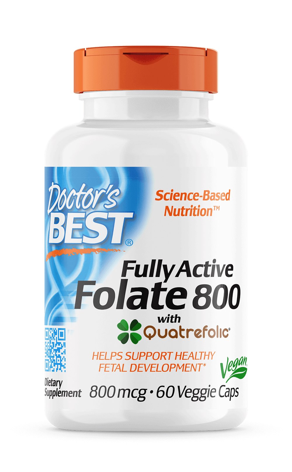 Doctor's Best - Fully Active Folate 800 with Quatrefolic, 800mcg - 60 vcaps