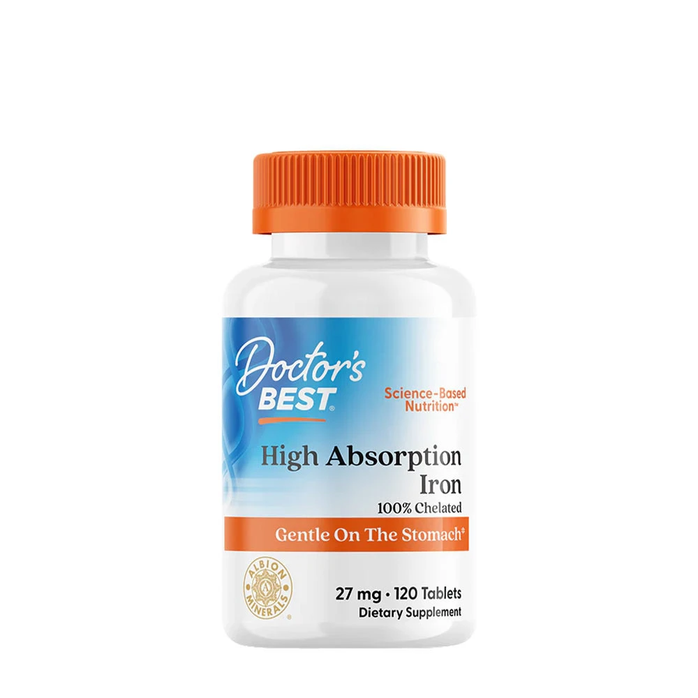 Doctor's Best - High Absorption Iron, 27mg - 120 tablets