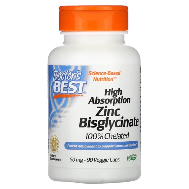 Doctor's Best - Højoptageligt Zink Bisglycinat 50 mg - 90 vcaps