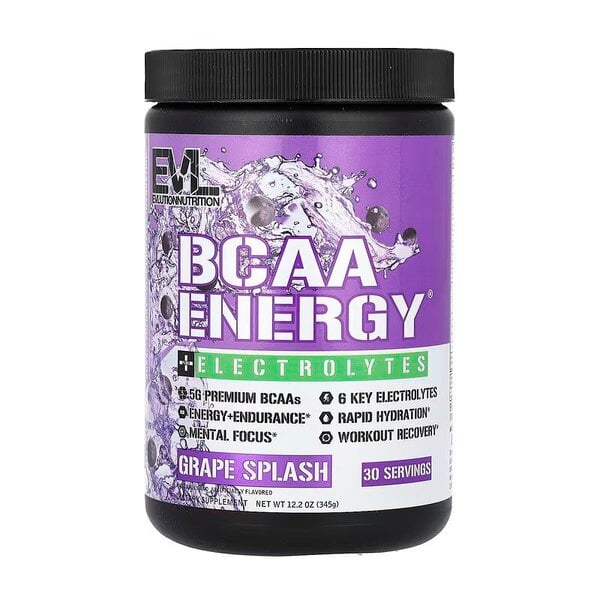EVLution Nutrition - BCAA Energy + Elektrolytter, Grape Splash - 345g