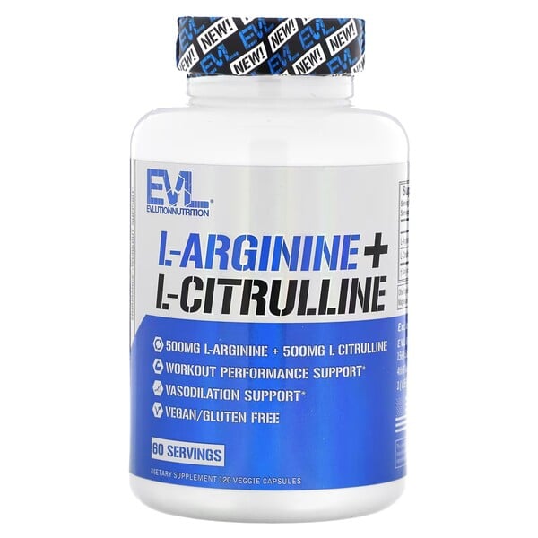 EVLution Nutrition - L-Arginin + L-Citrullin Kapsler, 120 stk