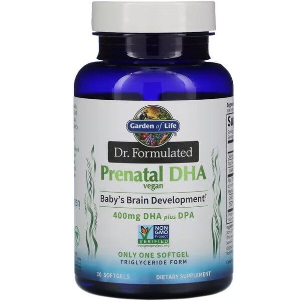 Garden of Life - Dr. Formulated Vegansk Prænatal DHA, 30 softgels