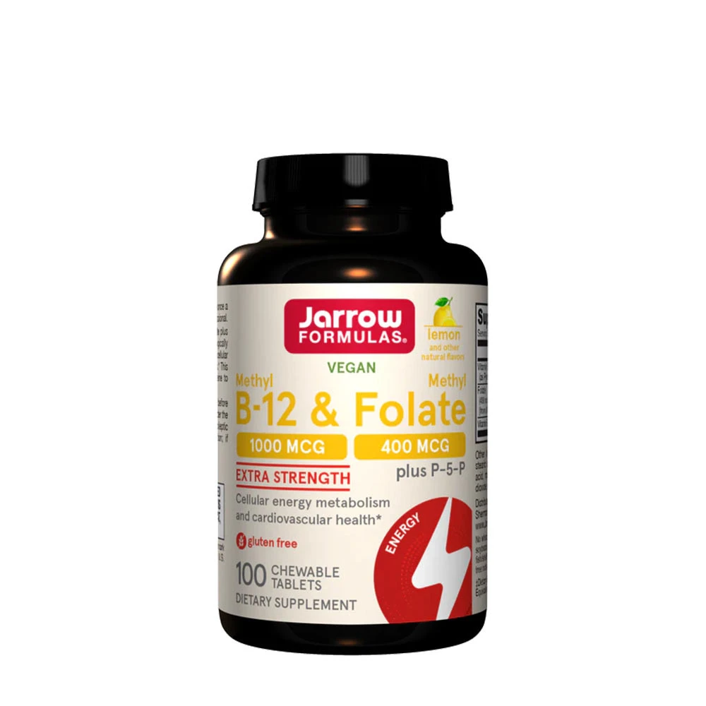 Jarrow Formulas - Methyl B-12 & Methyl Folate, Lemon - 100 chewable tabs