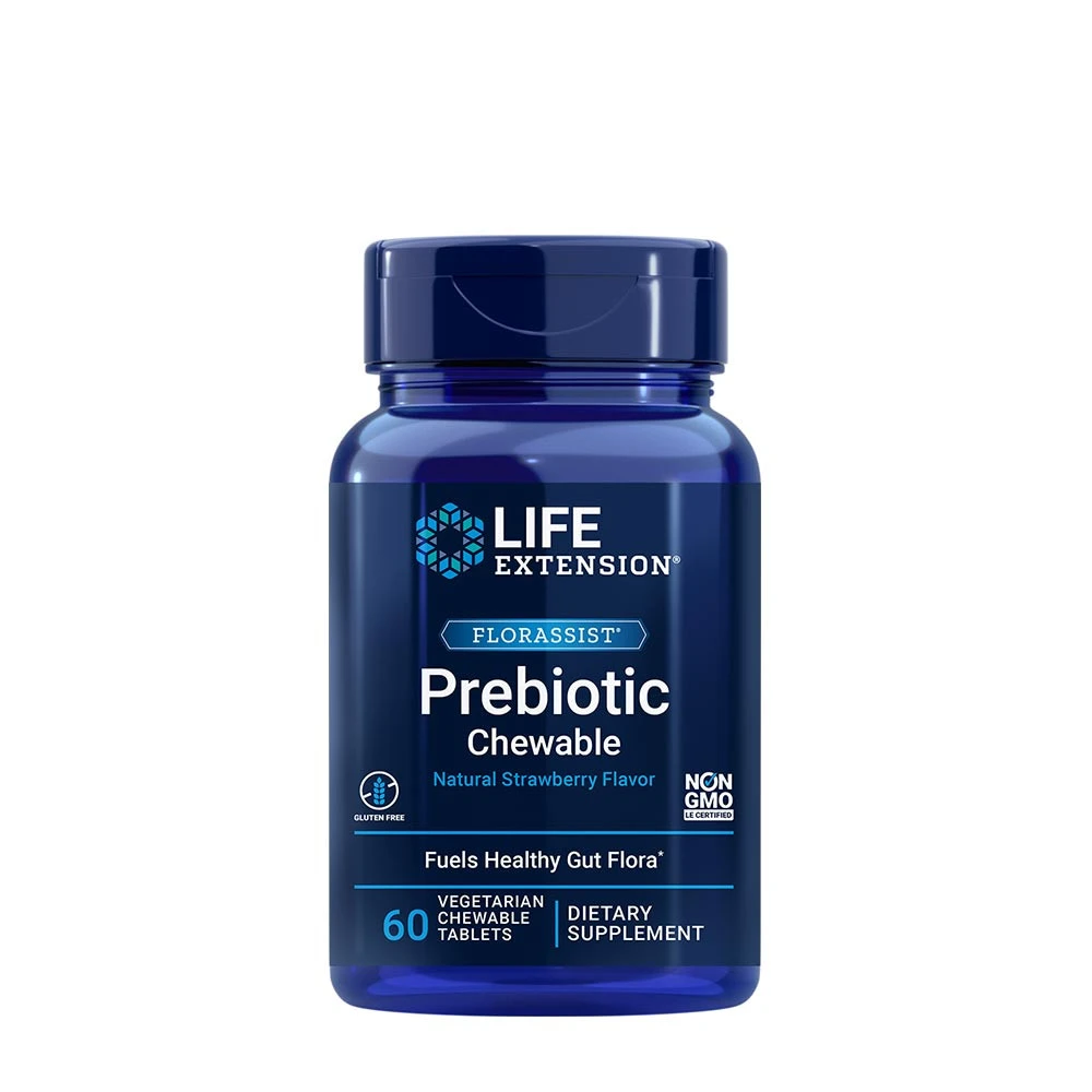 Life Extension - Florassist Prebiotic Chewable, Natural Strawberry - 60 vegetarian chewable tabs