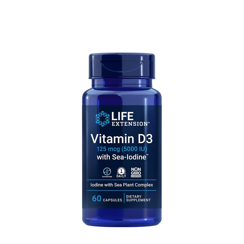 Life Extension - Vitamin D3 with Sea-Iodine, 5000IU - 60 caps