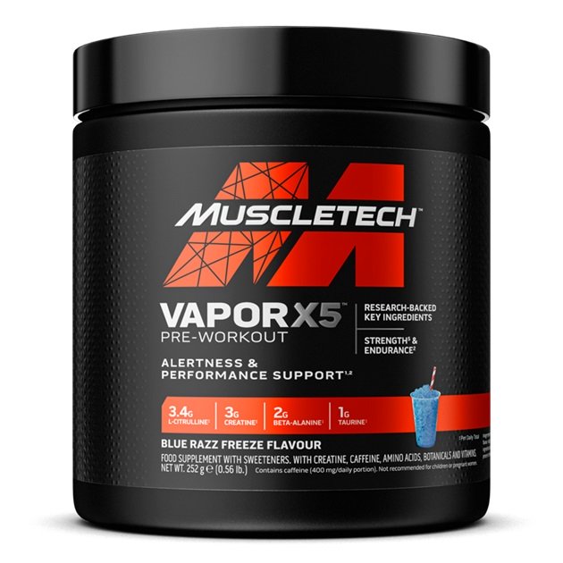 MuscleTech - Vapor X5 Pre-Workout, Blue Razz Freeze - 252g