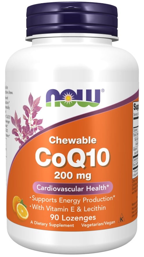 NOW Foods - CoQ10 with Lecithin & Vitamin E, 200mg (Chewable) - 90 lozenges