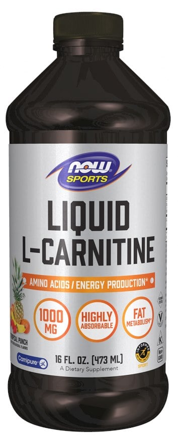 NOW Foods - Liquid L-Carnitine, 1000mg Tropical Punch - 473 ml.