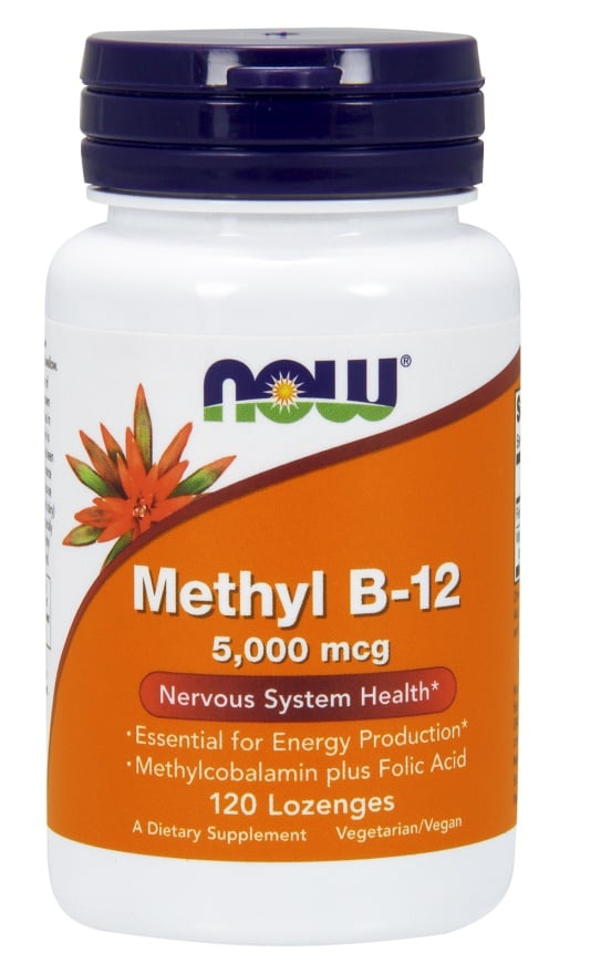 NOW Foods - Methyl B-12 with Folic Acid, 5000mcg - 120 lozenges