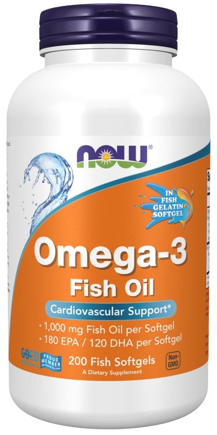 NOW Foods - Omega-3 Fish Oil, Molecularly Distilled - 200 fish softgels