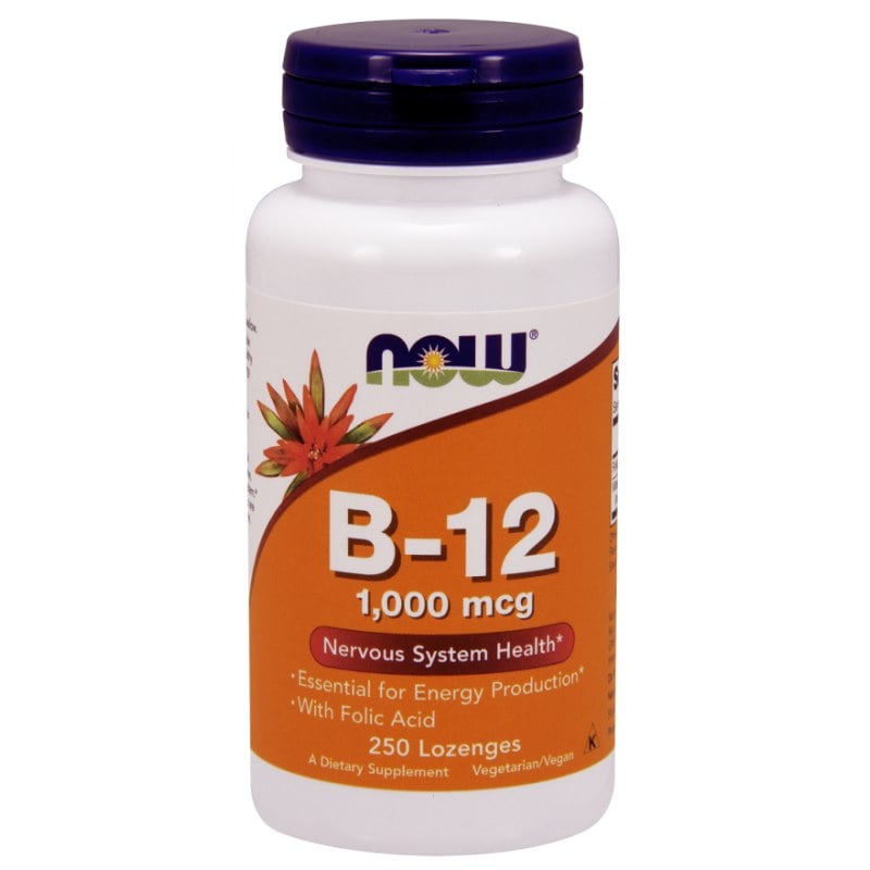NOW Foods - Vitamin B-12 med Folsyre, 1000 mcg - 250 pastiller
