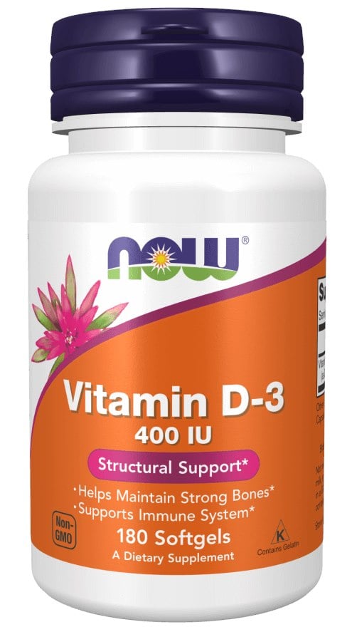 NOW Foods - Vitamin D-3, 400 IU - 180 softgels