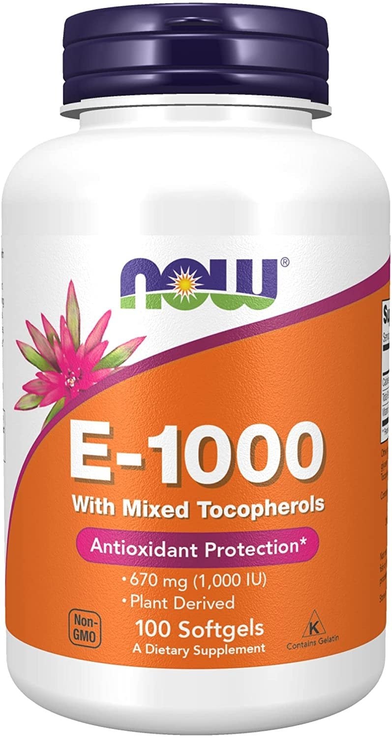 NOW Foods - Vitamin E-1000 - Natural (Mixed Tocopherols) - 100 softgels