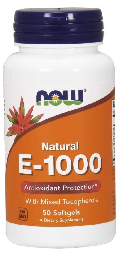 NOW Foods - Vitamin E-1000 - Natural (Mixed Tocopherols) - 50 softgels