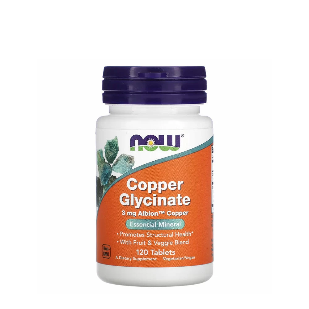 NOW Foods - Copper Glycinate - 120 tabs billede
