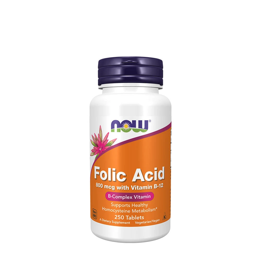 NOW Foods - Folic Acid with Vitamin B12, 800mcg - 250 tabs