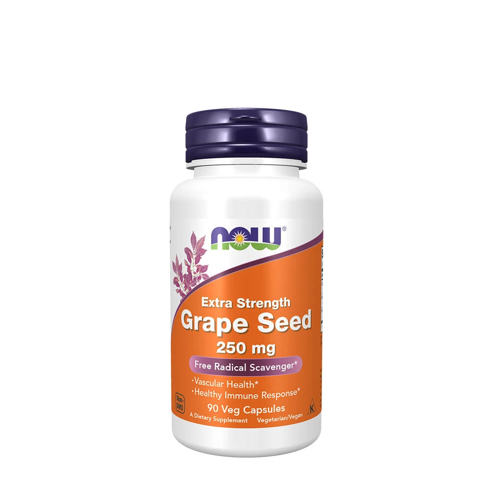 NOW Foods - Grape Seed, 250mg Extra Strength - 90 vcaps billede