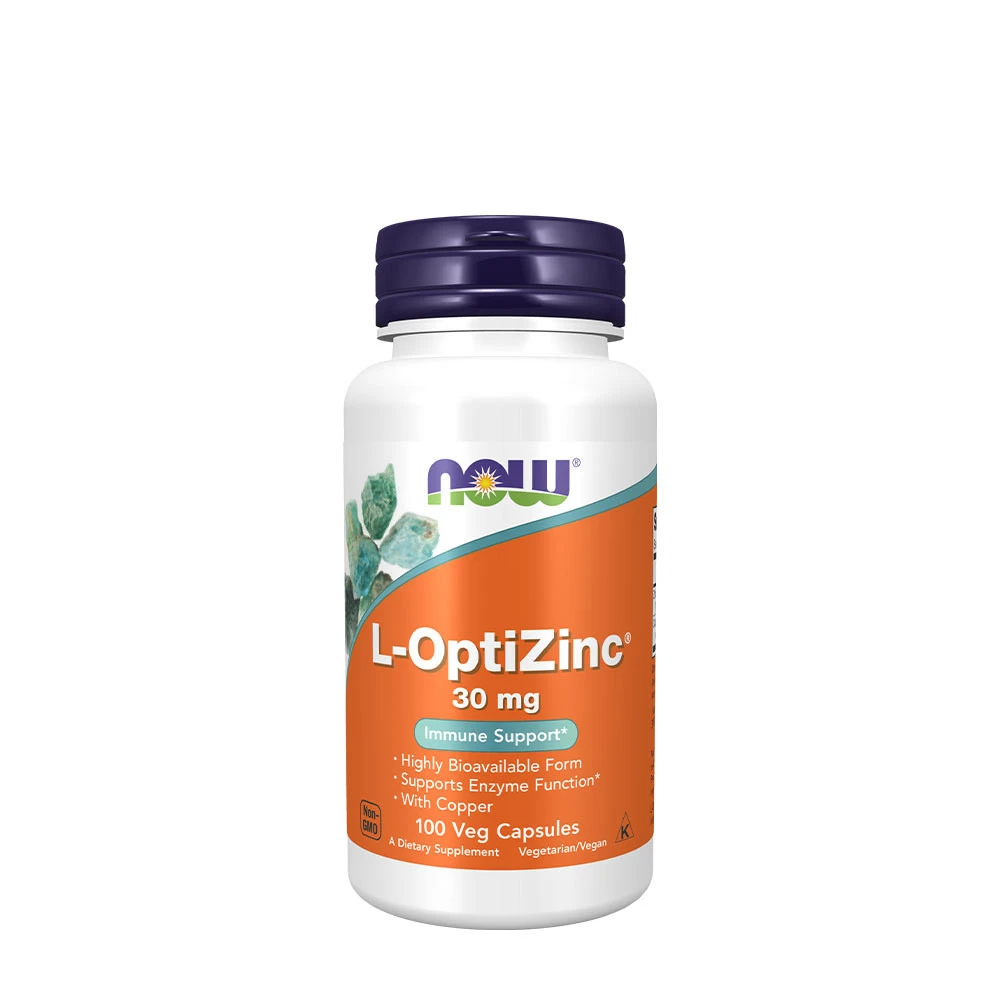 NOW Foods - L-OptiZinc, 30mg - 100 vcaps billede