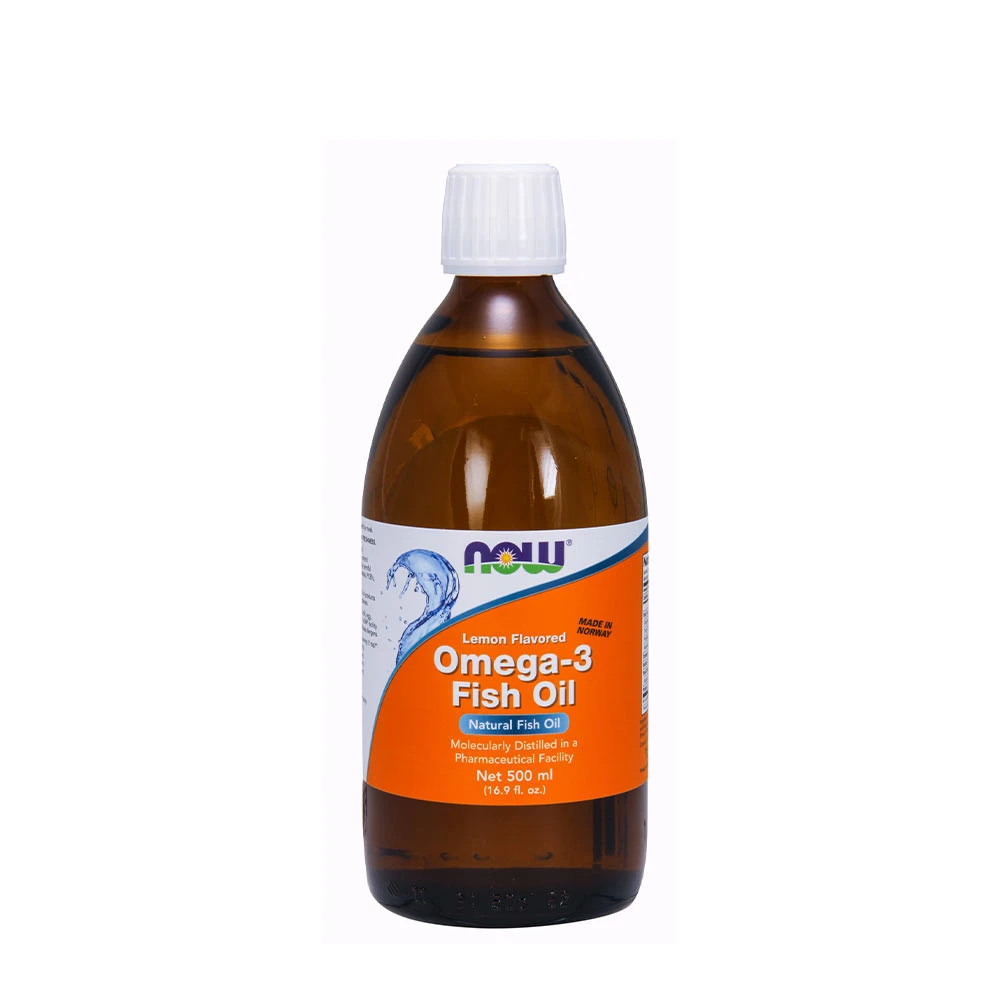 NOW Foods - Omega-3 Fish Oil Liquid, Lemon - 500 ml.