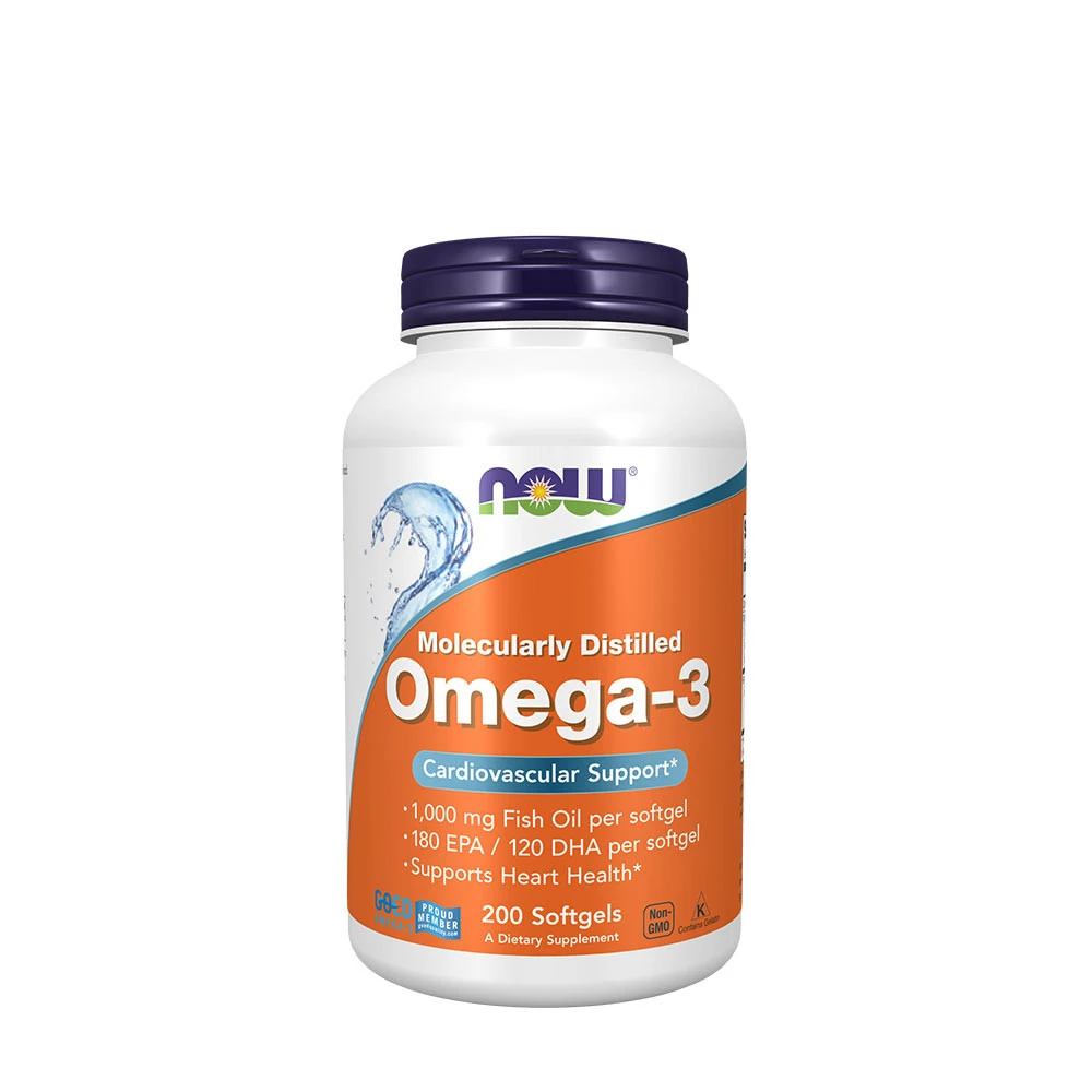 NOW Foods - Omega-3 Fish Oil, Molecularly Distilled - 200 softgels