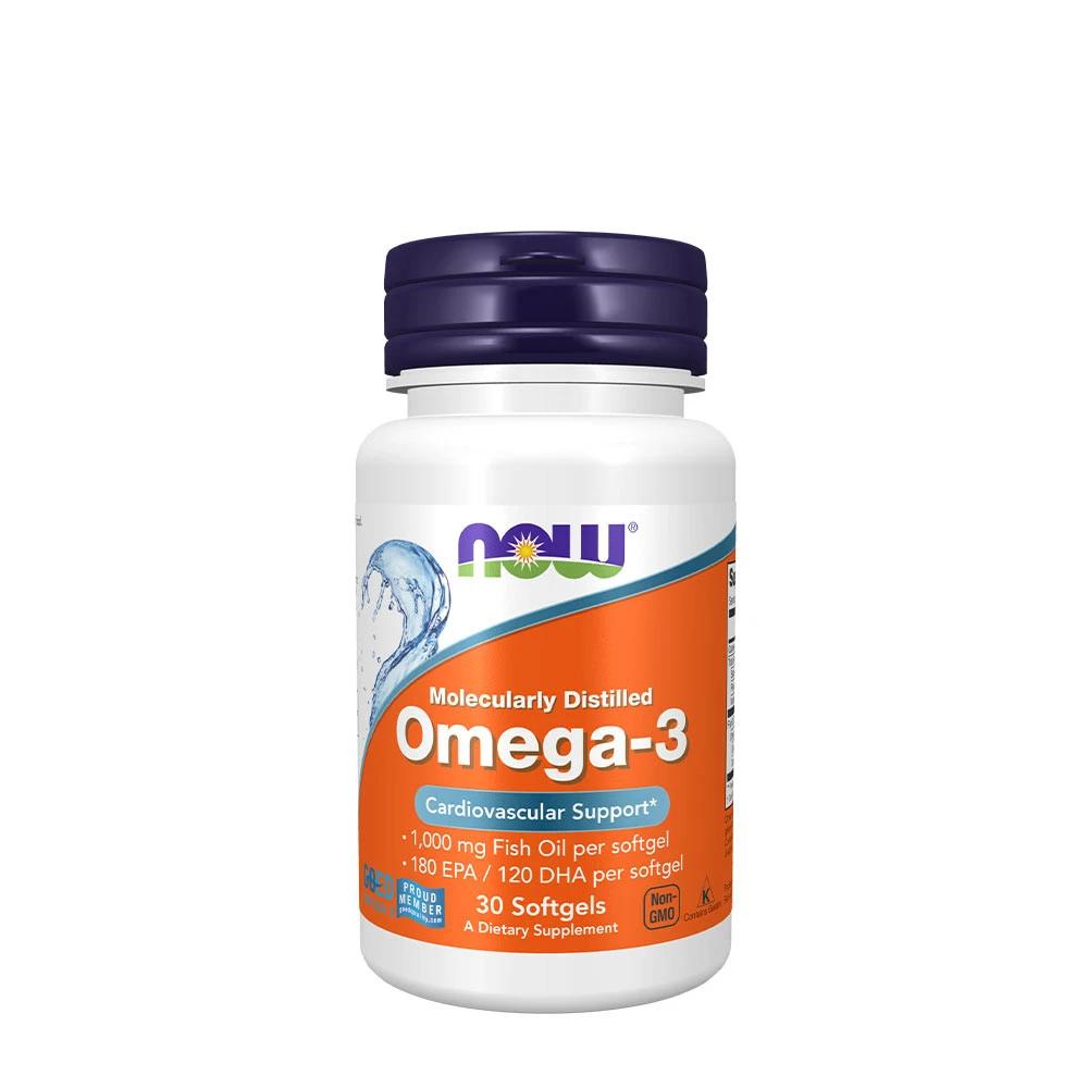 NOW Foods - Omega-3 Fish Oil, Molecularly Distilled - 30 softgels