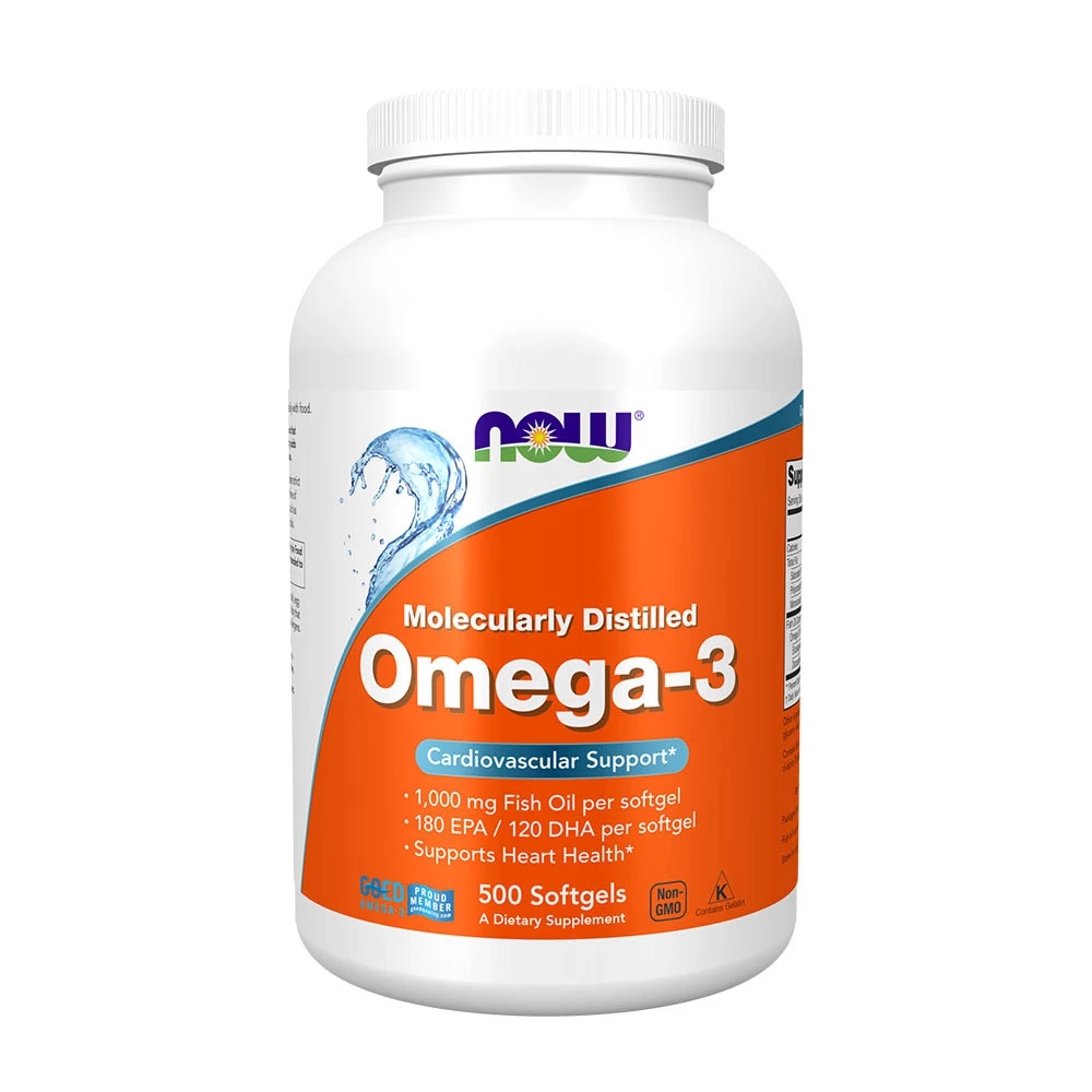 NOW Foods - Omega-3 Fish Oil, Molecularly Distilled - 500 softgels