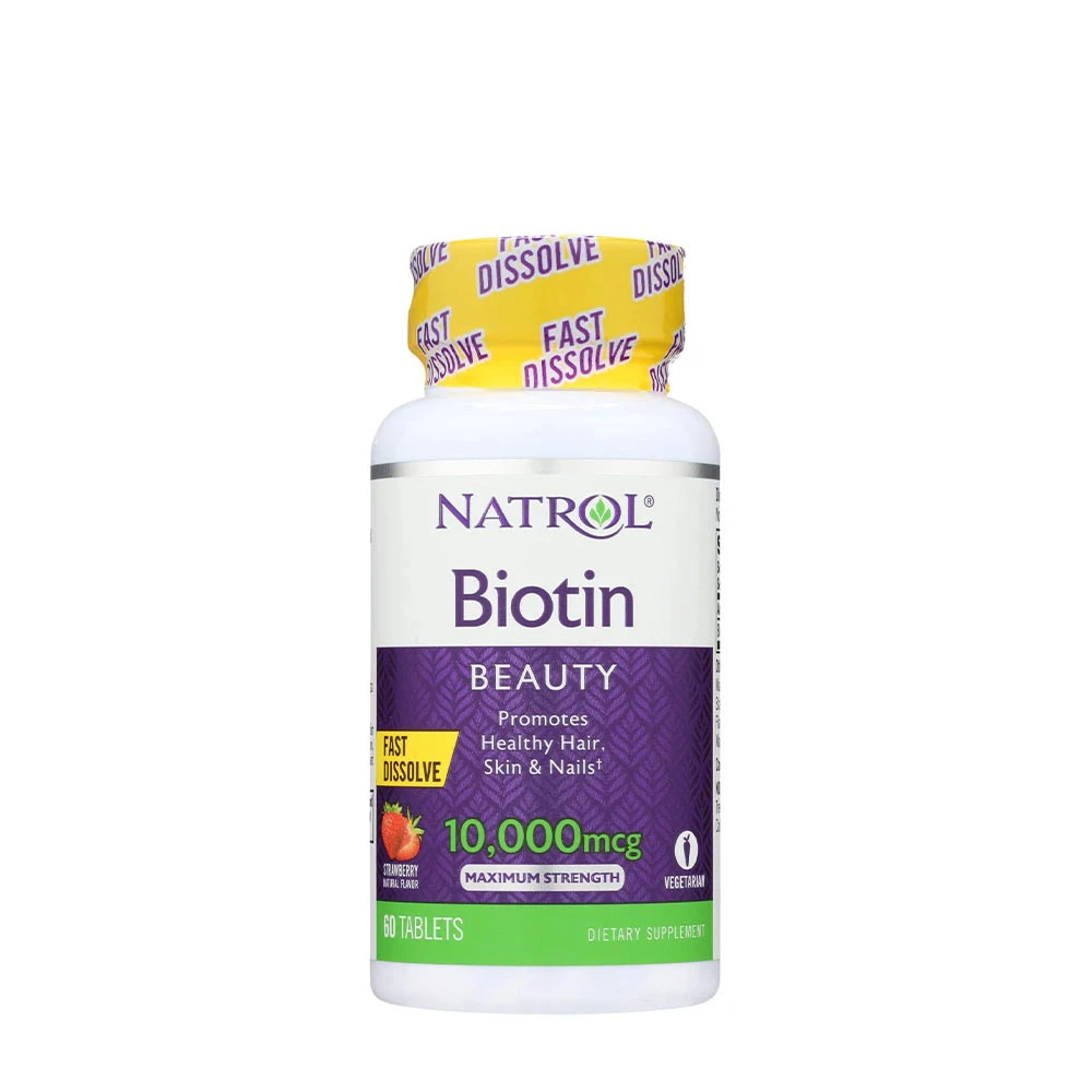 Natrol - Biotin Fast Dissolve, 10000mcg (Strawberry) - 60 tabs