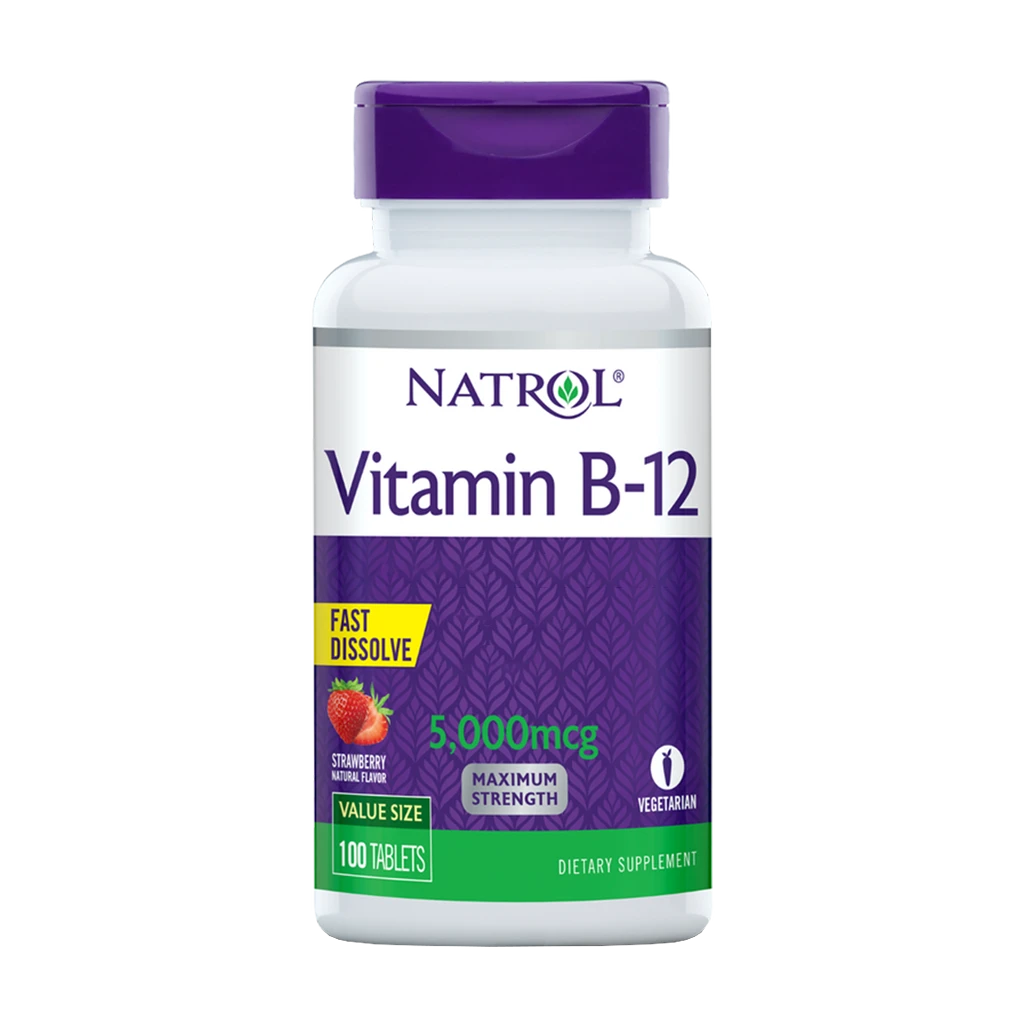 Natrol - Hurtigtopløselige Vitamin B-12 Tabletter, 5000 mcg - 100 stk
