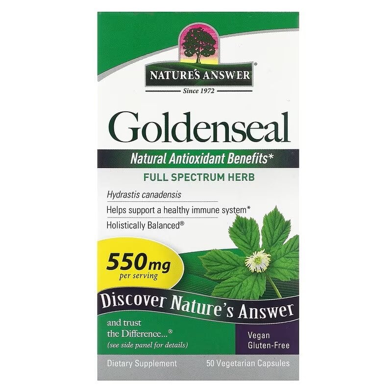 Hydrastisrod (Goldenseal), 550 mg - 50 vegetabilske kapsler