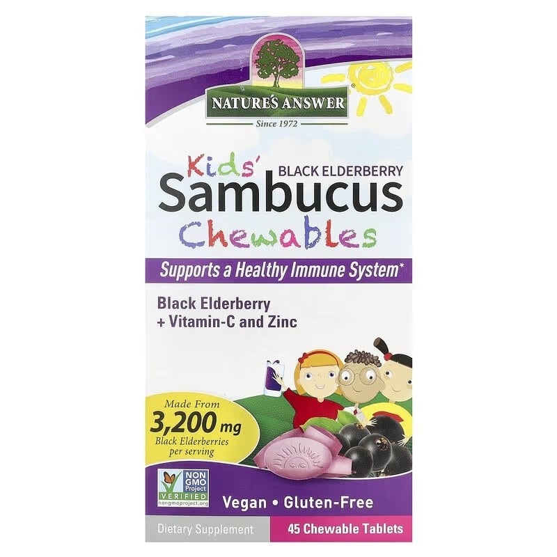 Nature's Answer - Kid's Sambucus Chewables, Black Elderberry - 45 chewable tablets