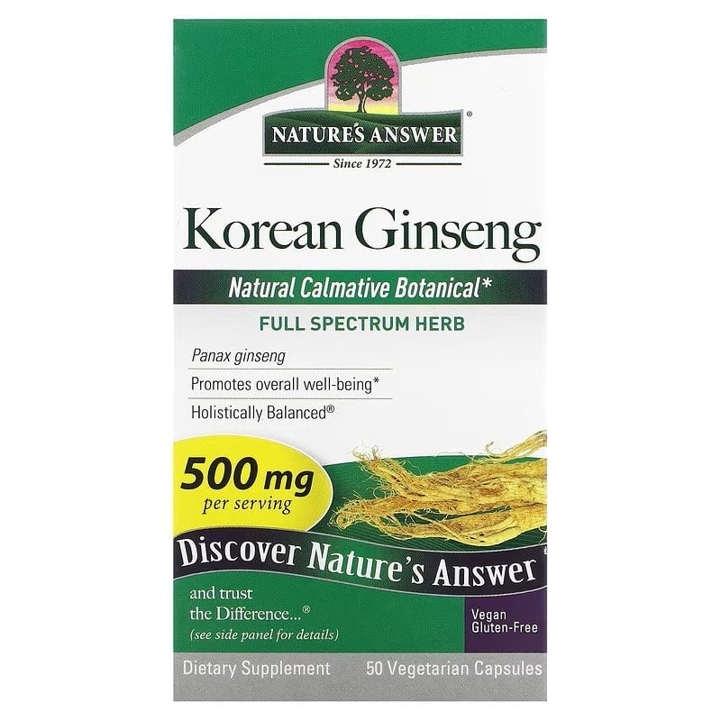 Nature's Answer - Koreansk Ginseng 500 mg, 50 vcaps