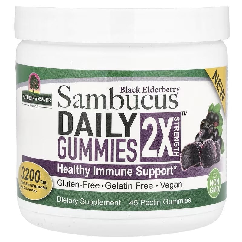 Nature's Answer - Sambucus Daily Gummies 2X Strength, Black Elderberry - 45 vegan gummies
