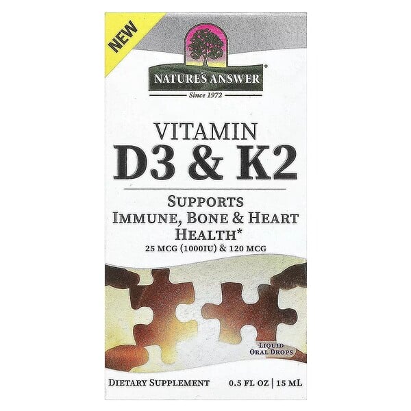Nature's Answer - Vitamin D3 & K2 - 15 ml.