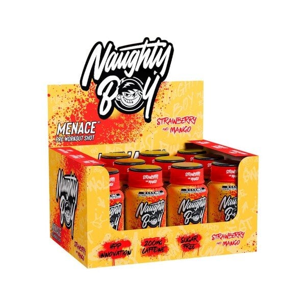 Naughty Boy - Menace Pre-Workout Shot, Strawberry & Mango - 12 x 60 ml.