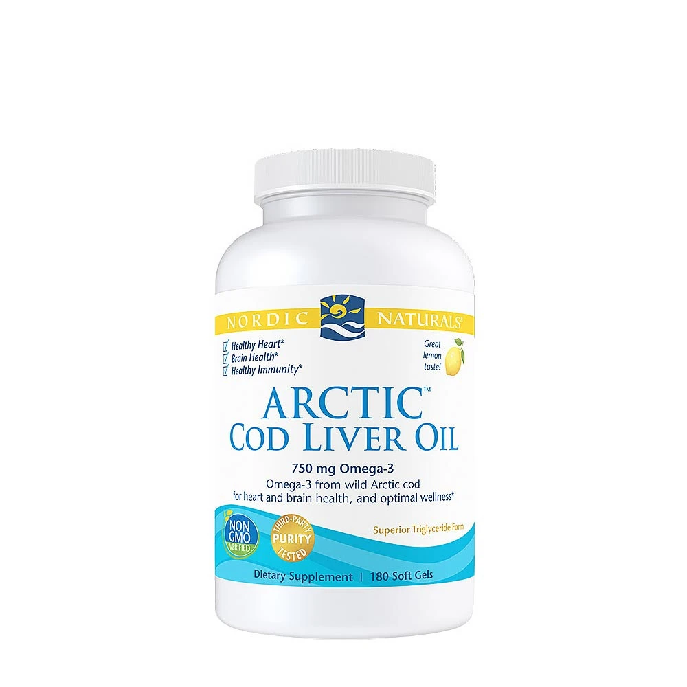 Nordic Naturals - Arctic Cod Liver Oil, 750mg Lemon - 180 softgels billede